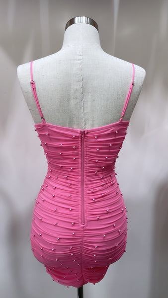 Corset Pearl Dress - Charm Pink