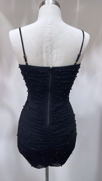 Corset Pearl Dress - Black