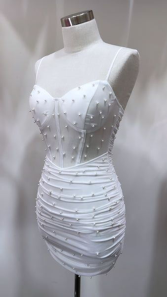 Corset Pearl Dress - Ivory