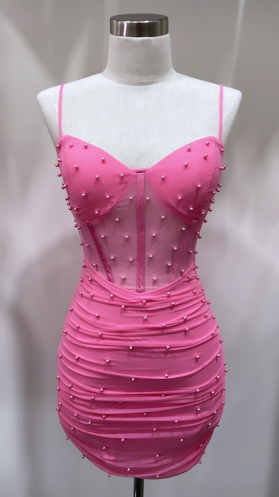 Corset Pearl Dress - Charm Pink